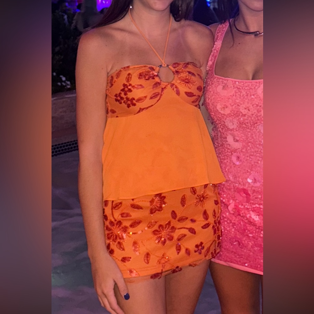 Peppermayo Orange Floral Halter Set